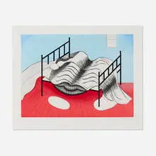 Louise Bourgeois, Le lit gros édredon (with lips), 1997, etching, aquatint, drypoint, engraving and roulette in colors on Arches