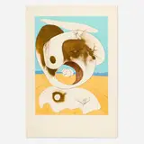 Salvador Dalí, Vision planétaire et scatologique (from the La conquête du cosmos II portfolio), 1974, drypoint etching on chromolithograph in colors with embossing on Arches