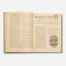 M. C. Escher, Boekcier publication with three M.C. Escher plates, 1946-1953, hardcover bound book; engraving