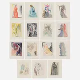 Salvador Dalí, Fifteen works from the La divine comédie portfolio, 1960, wood engraving in colors on BFK Rives