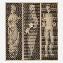 June Wayne, The Advocate; The Bride; The Suitor (triptych), 1951-52, lithograph