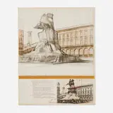 Christo, Wrapped Monument to Vittorio Emanuele, Project from Piazza del Duomo, Milan, 1975, lithograph with collage, photograph and masking tape on Guarro