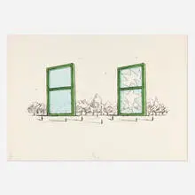 Claes Oldenburg, Proposal For A Civic Monument In The Form Of Two Windows, 1982, lithograph in colors on Arches Cover