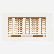 Apartment 10 by Julian Opie, 2021, woodcut on Somerset Velvet 300gsm, sold Feb 2026