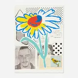 Donald Baechler, The Benefit Flower, 1998, screenprint and collage in colors on Somerset Velvet
