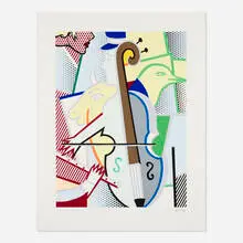 Cubist Cello by Roy Lichtenstein, screenprint in colors on Somerset textured, sold Feb 2026