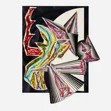 Frank Stella, Then Came Death and Took the Butcher (from the Illustrations After El Lissitzky's Had Gadya portfolio), 1984, lithograph, linocut and screenprint with hand-coloring and collage on T.H. Saunders and Somerset papers