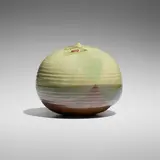 Early and Large Closed Form (with rattle) by Toshiko Takaezu, c. 1972, glazed stoneware, sold Feb 2026