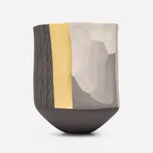 Thomas Hoadley, Nerikomi vase, colored porcelain, gold leaf