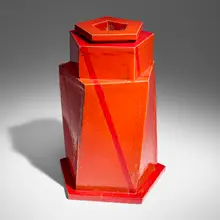 Orange Vessel by John Mason, 1984, glazed stoneware, sold Feb 2026
