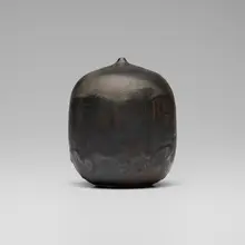 Closed Form by Toshiko Takaezu, c. 1991, glazed porcelain, sold Feb 2026
