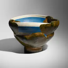 Wayne Higby, Blue Water Noon, 1990, glazed and raku-fired earthenware