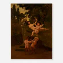 Alex Ritchie, Woman, Putto and Baby Satyrs Drinking Wine, 1890, oil on canvas