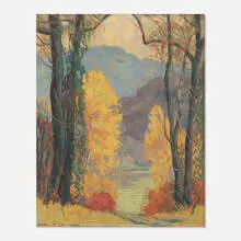 Carl Krafft, Autumn Landscape, oil on paper
