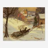 Carl Krafft, Logging Sleigh in a Snowy Landscape, oil on canvas