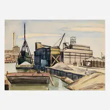 Max Arthur Cohn, New York, Harlem River, 1935, watercolor on paper
