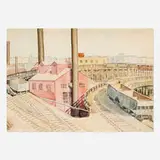 Max Arthur Cohn, Overhead Tracks, 1934, watercolor on paper