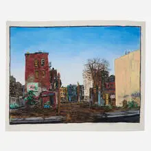 James Romberger, Landscape 11th Street and Avenue C, 1988, pastel on paper