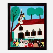 Amos Ferguson, People After Church, oil on cardboard laid to canvas and panel
