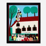 Amos Ferguson, People After Church, oil on cardboard laid to canvas and panel