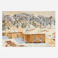 Theodore Van Soelen, Santa Fe Mountains in Winter, watercolor on J Whatman