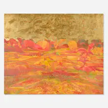 Milton Derr, Late Autumn from Impressions of Quebec, Canada, 1982-90, gold leaf and oil on canvas