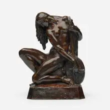 Joseph "Joé Descomps" Cormier, Kneeling Woman with Mandolin, c. 1930, bronze