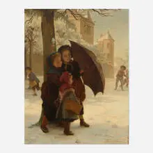 André-Henri Dargelas, Winter's Blast, oil on panel