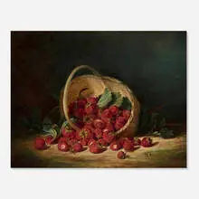 Frederick Batcheller, Strawberries in a Basket, oil on canvas