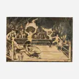 William Conor, The Boxing Match, crayon on paper