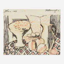 Still Life (Ghana) by Margaret Taylor-Burroughs, 1968, felt tip pen and marker on paper, sold Oct 2024