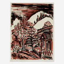 Alma-Ata Mountains by Margaret Taylor-Burroughs, ink and pencil on paper, sold Oct 2024