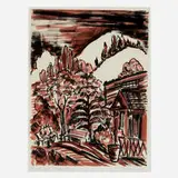 Margaret Taylor-Burroughs, Alma-Ata Mountains, ink and pencil on paper