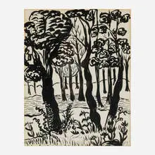Baku Forest by Margaret Taylor-Burroughs, ink and pencil on paper, sold Oct 2024