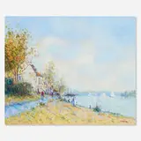 Jean-Pierre Dubord, Promenade en bord de Seine, oil on canvas