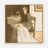 Emil Orlík, Näherin (from the Kleine holzschnitte portfolio)