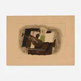Georges Braque, Musicien masqué que nul ne peut entendre (from Si je mourais là-bas by Guillaume Apollinaire), 1962, collotype with stencil-applied colors