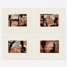 Michael J. Byron, Four Scenes portfolio, 1989, etching and aquatint in colors