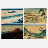 Katsushika Hokusai, Four works from the Thirty-Six Views of Mount Fuji series, woodblock in colors