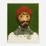 Mauricio Lasansky, Michael Angelo Buonarroti (from the Great Thinkers series), 1988, intaglio in colors, engraving, etching, drypoint, soft ground, aquatint and electric strippler
