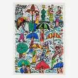 James Rizzi, Rain, 1989, three-dimensional lithograph in colors