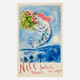 Marc Chagall, Nice, soleil, fleurs poster, 1962, offset lithograph in colors