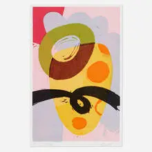 Marker by Charlie Hewitt, 2011, woodcut in colors on Masa, sold Jul 2024