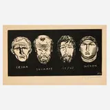 Félix Vallotton, Caesar, Socrates, Jesus, Nero, 1892, woodcut