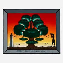 Roger Brown, Family Tree Mourning Print, 1987, woodcut in colors