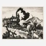 Slow Train Through Arkansas by Thomas Hart Benton, lithograph, sold Jul 2024