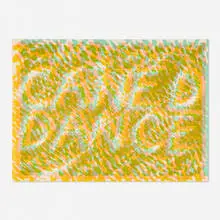 Bruce Nauman, Caned Dance (from the Merce Cunningham portfolio) and interleaf sheet, 1974, lithograph in colors on Arches, offset lithograph on vellum
