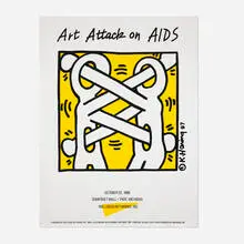 Art Attack on Aids poster by Keith Haring, 1988, screenprint in colors, sold Aug 2025