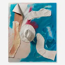 Jess Fuller, The blue jean gospel, 2017, acrylic and canvas collage on canvas