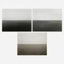 Hiroshi Sugimoto, Atlantic Ocean; North Sea; Melton Sea (three works from the Time Exposed portfolio), offset lithograph on Mitsubishi Real Art Both Sides and mounted to Peach Kent